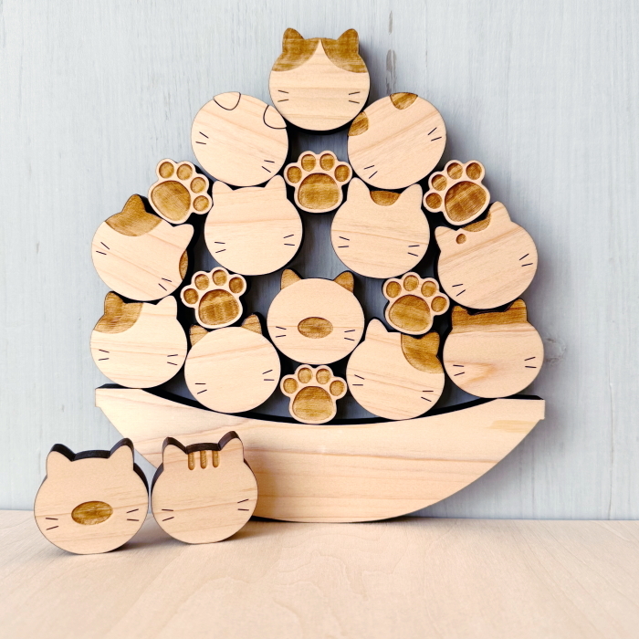 【国産ひのき】ねこ積む積む　　Creema GIFT CATALOG限定セット